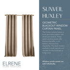 Elrene Home Fashions Sunveil Huxley Geometric Blackout Window Curtain Panel, 52X84, Taupe