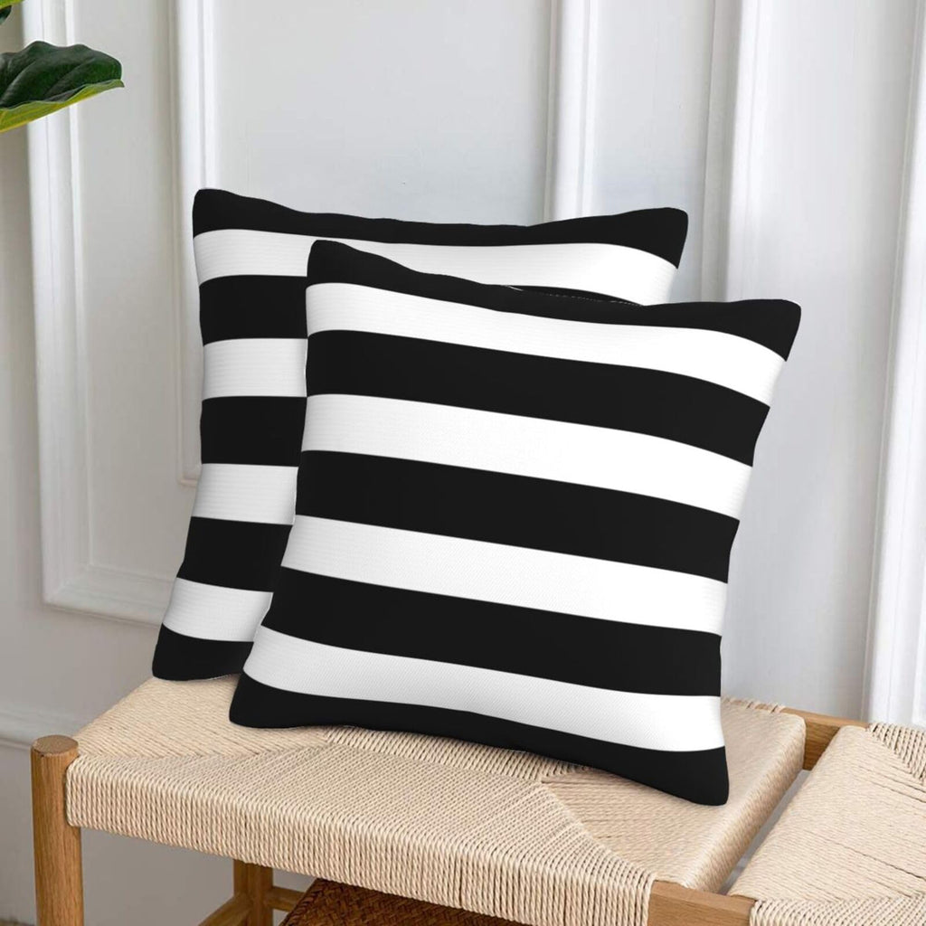 Stripe Black And White Farmhouse Throw Pillow Covers 18X18 In Pillow Case Soft Outdoor Pillow Case Cushion Covers Set Of 2 For S