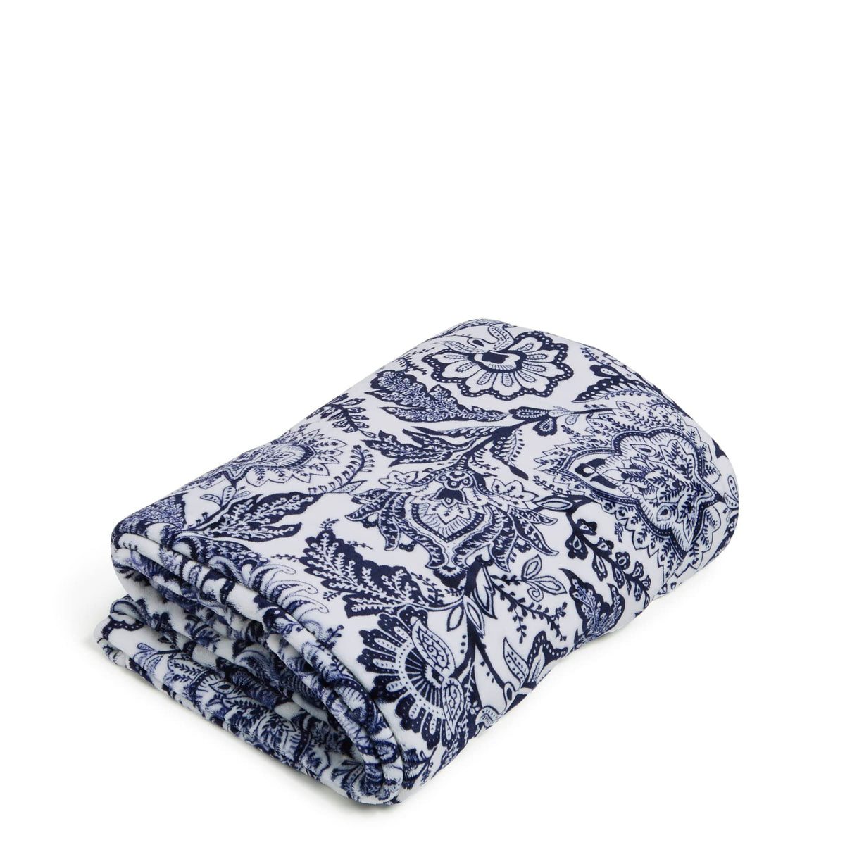 Vera Bradley Women'S Oversized Fleece Plush Throw Blanket, Java Navy & White, Twin/Twin Xl