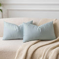 Juspurbet Powder Blue Decorative Lumbar Velvet Throw Pillow Covers 12X20 Inches,Pack Of 2 Luxury Soft Cushion Cases For Couch So