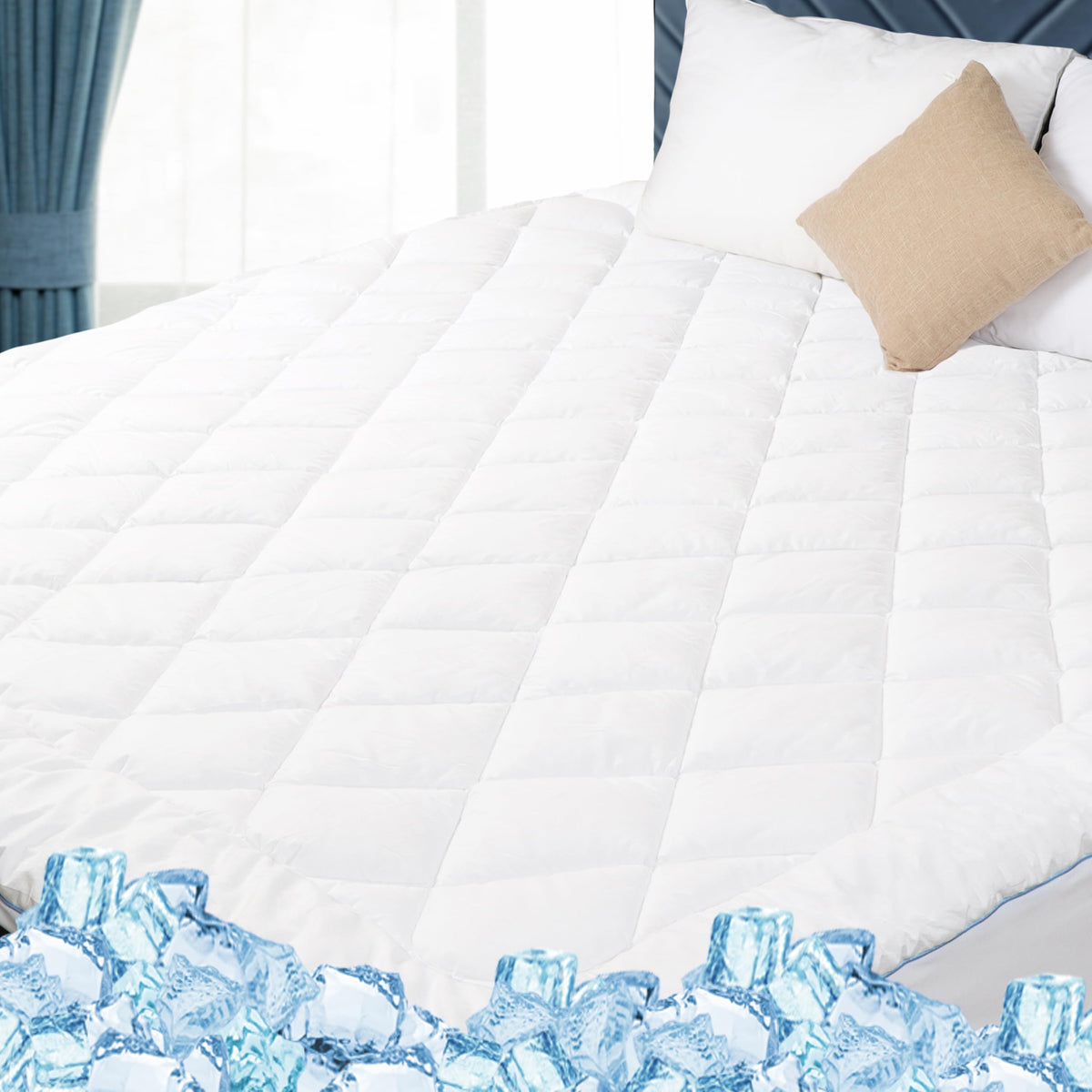 HOMTEC Cooling Mattress Pad Twin XL Size Mattress Cover for College Dorm Quilted Mattress Protector Extra Deep Pocket 18-22'' Th