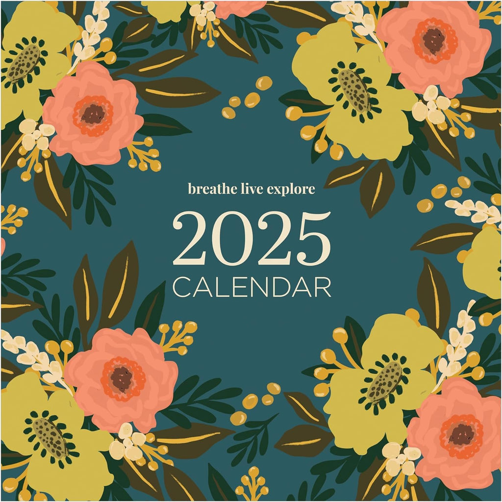 Tf Publishing 2025 Breathe Live Explore Wall Calendar | Large Grids For Appointments And Scheduling | Vertical Monthly Wall Cale