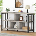 IBF Industrial Horizontal Bookshelf, Modern 5 Cube Storage Organizer Open Shelf, Low Wide Cubby Bookcase for Home Office Living,