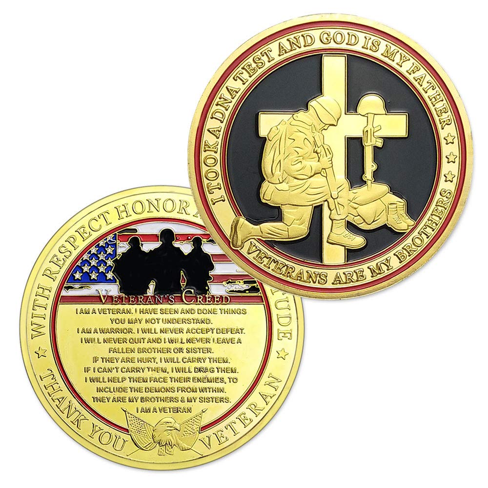 Military Challenge Coin With Veteran Creed Thank You For Your Service Army Appreciation Gifts For Men
