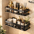 Homvax Pack of 2 SelfAdhesive Aluminum Bathroom Shelf, No Drill & Drill Installation Option, Wall Mounted Bathrooms Organizer R