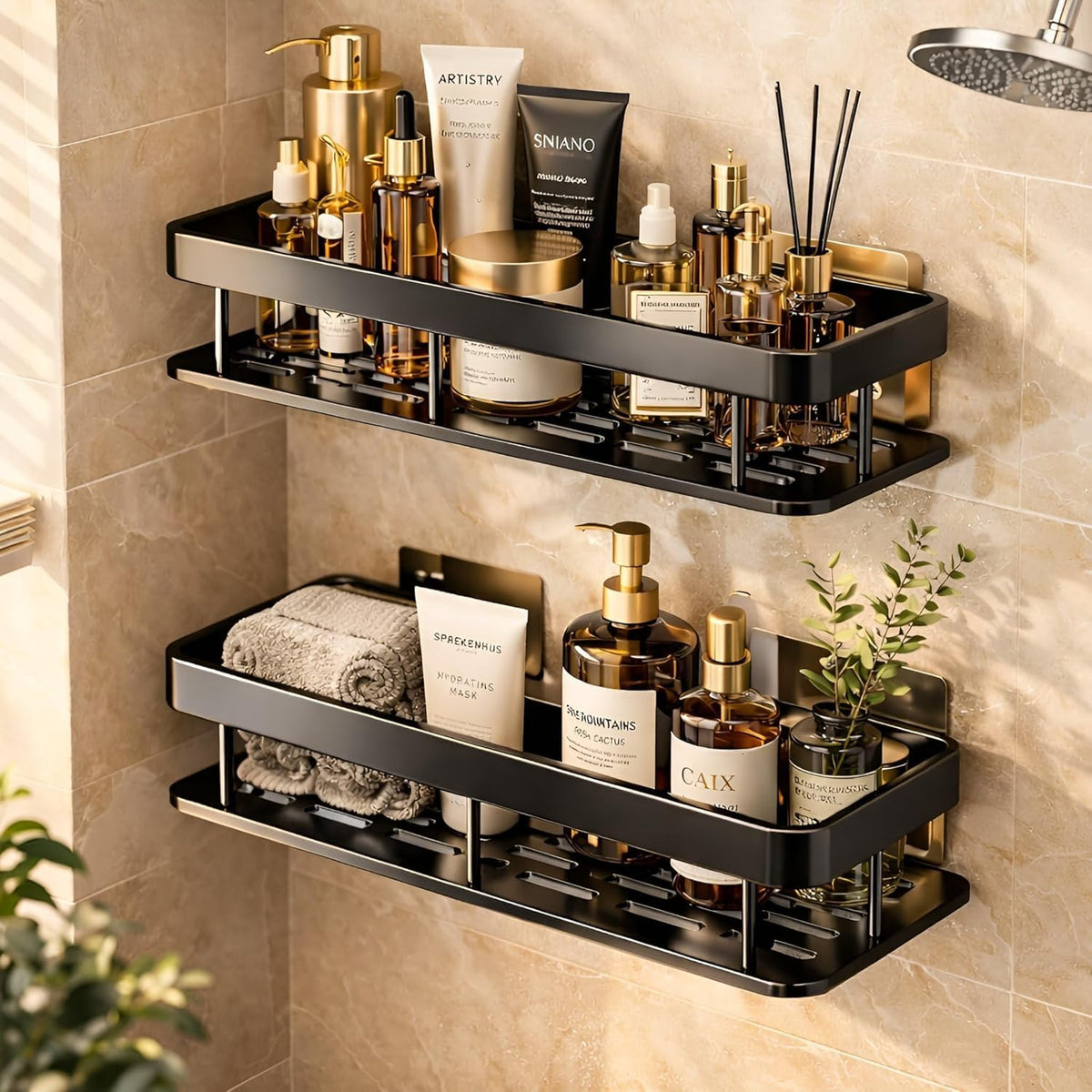 DLDCOMPANY Self Adhesive Bathroom Shelf Without Drill for Wall | Wall Mounted Bathroom Organizer Rack | Waterproof Shower Caddy