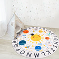 LTKOUGFAM ABC Kids Rug,5.2 ft Washable Nursery Rug,Soft Plush Educational Circle Rug,Non-Slip Solar System Alphabet Rug for Clas