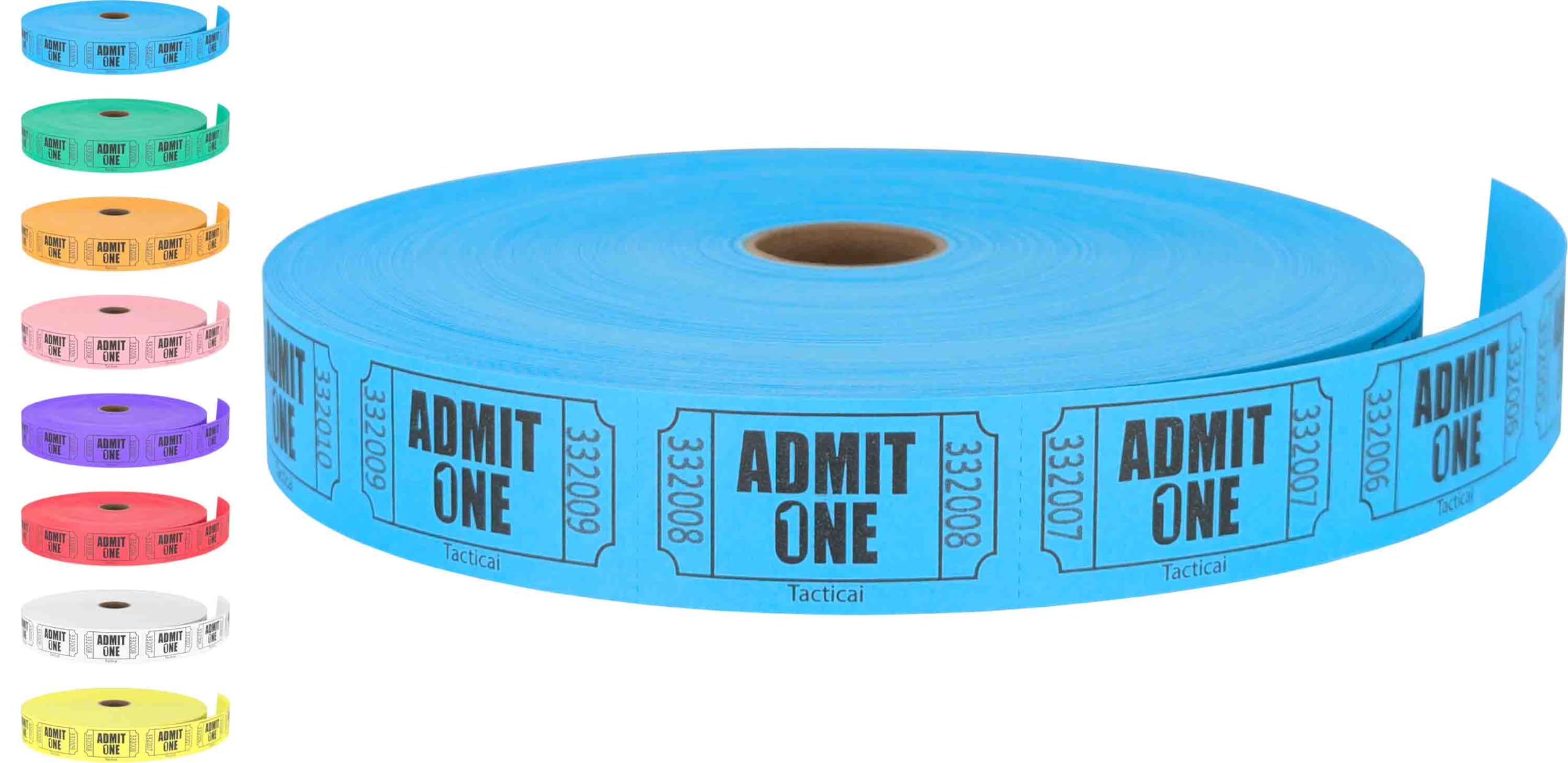 Tacticai 2000 Raffle Tickets, Admit One, Single Roll, Ticket For Events, Entry, Class Reward, Fundraiser & Prizes - Blue (1 Of 8