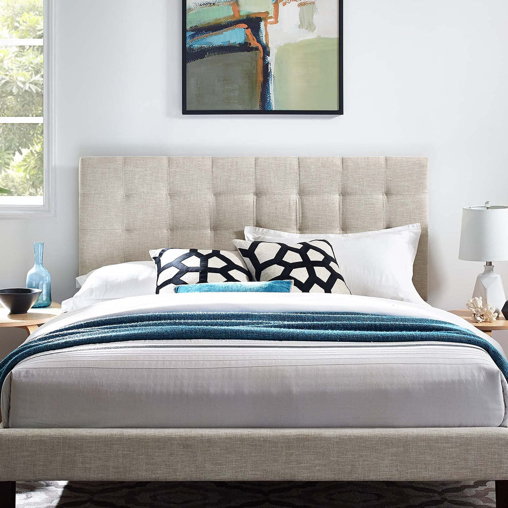 CasaFoyer  Paisley Tufted King/California King Headboard | Upholstered Linen | Beige | Adjustable Height | Durable Construction | Extra Wide Wood Legs