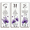 DONFENTHY 3 Pieces Inspirational Purple Floral Wall Decor Wooden Hanging Wall Art Christian Quotes SHE Word Sign Gift for Girl T