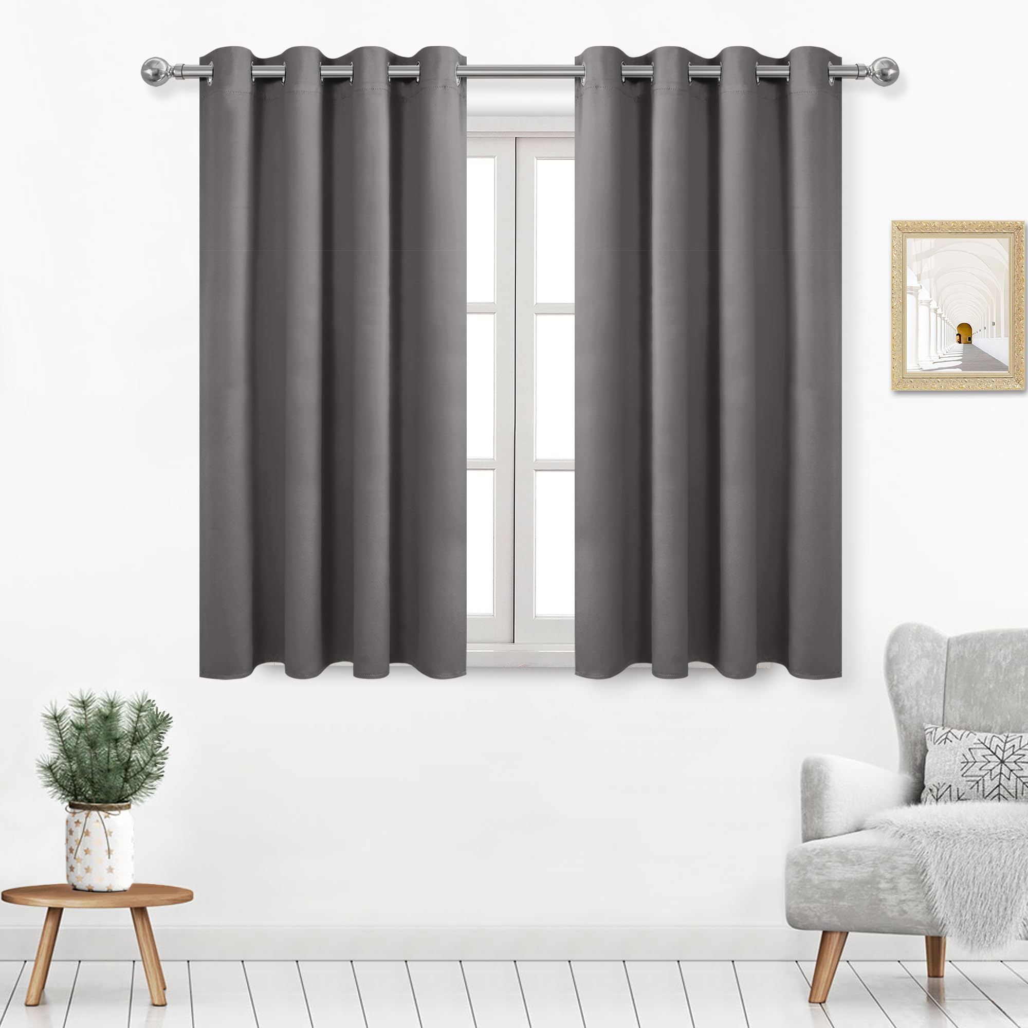 Dwcn Blackout Curtains For Living Room, Thermal Curtains Grommet For Bedroom, Short Curtains 45 Inches Long, Small Window Curtai