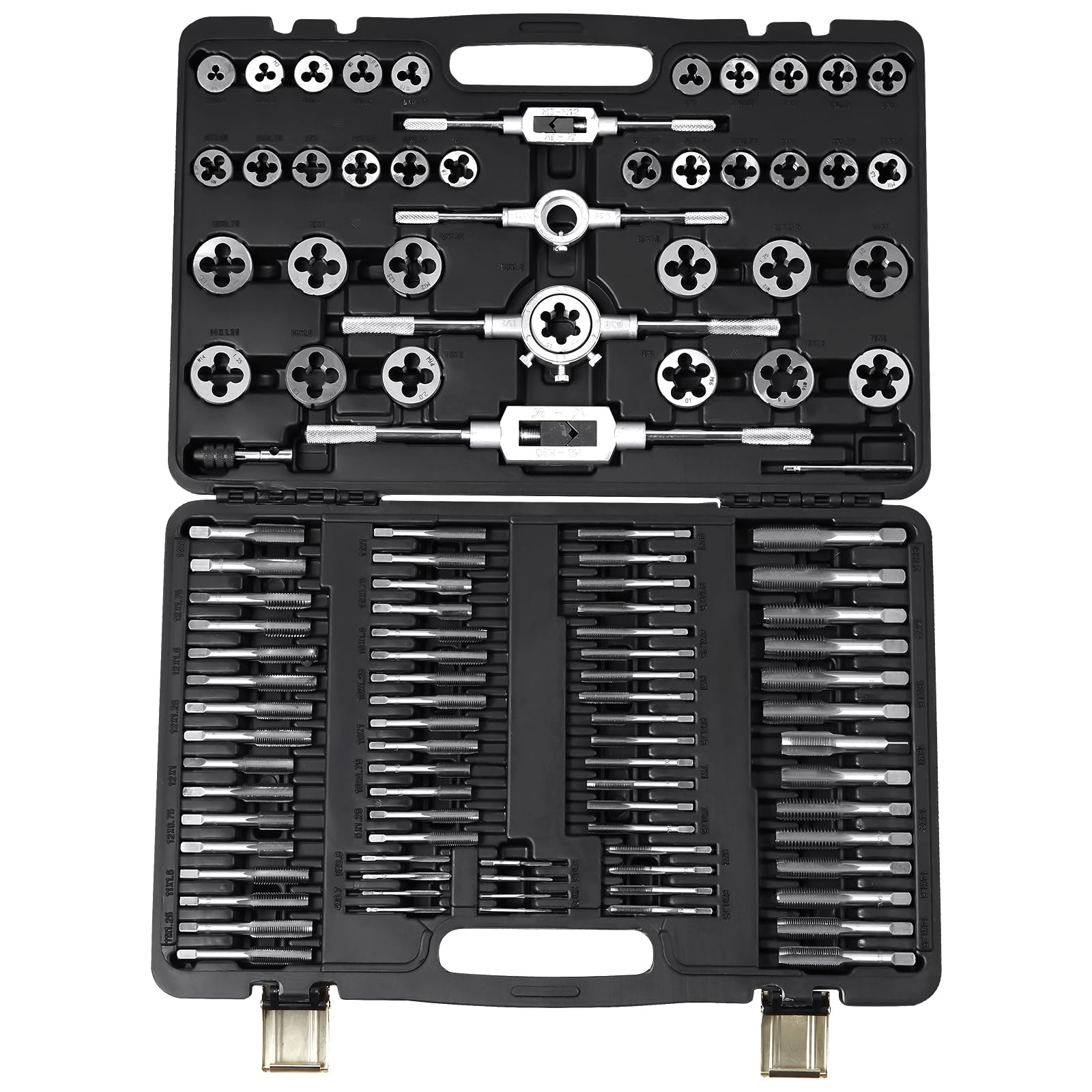 VEVOR Tap and Die Set, 110-Piece Include Metric Size M2 to M18, Bearing Steel Taps and Dies, Essential Threading Tool for Cuttin