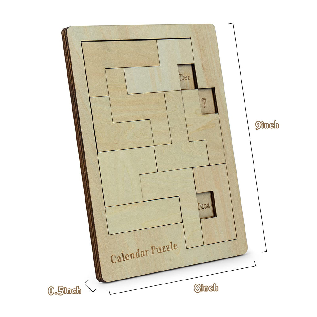Calendar Puzzle - Daily Calendar Puzzle Wooden,365 Days Date Puzzle,Puzzle Advent Calendar(Size:9.8 X 7.8Inch)