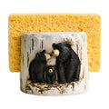 Bicuzat Resin Black Bear Sponge Holder for Kitchen Sink, Stump Compact Sink Caddy Organizer, Dish Sponge Holder