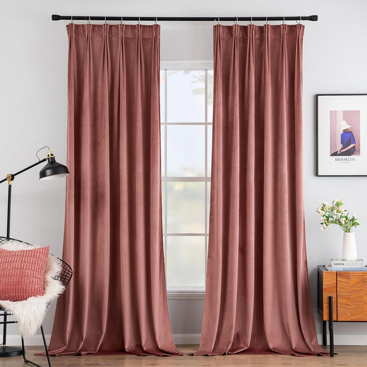 Miulee Velvet Curtains 90 Inches Long 2 Panels - Pinch Pleat Luxury Room Darkening Curtains For Bedroom Living Room Thermal Insu