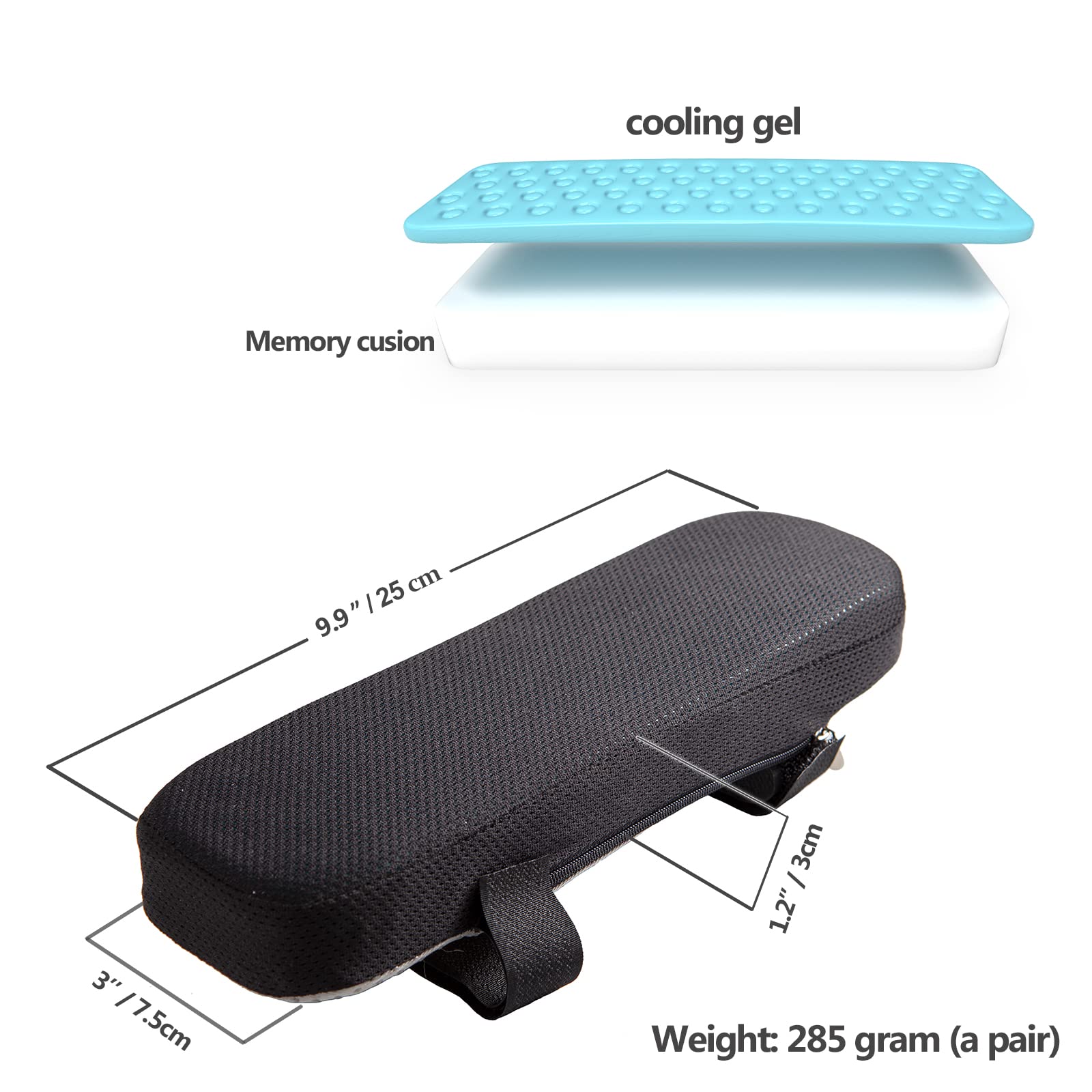 Office Chair Armrest Covers, Chair Armrest Pads, Cooling Gel Cushions Office Chair Arm Covers, Pressure Relief Office Chair Arm