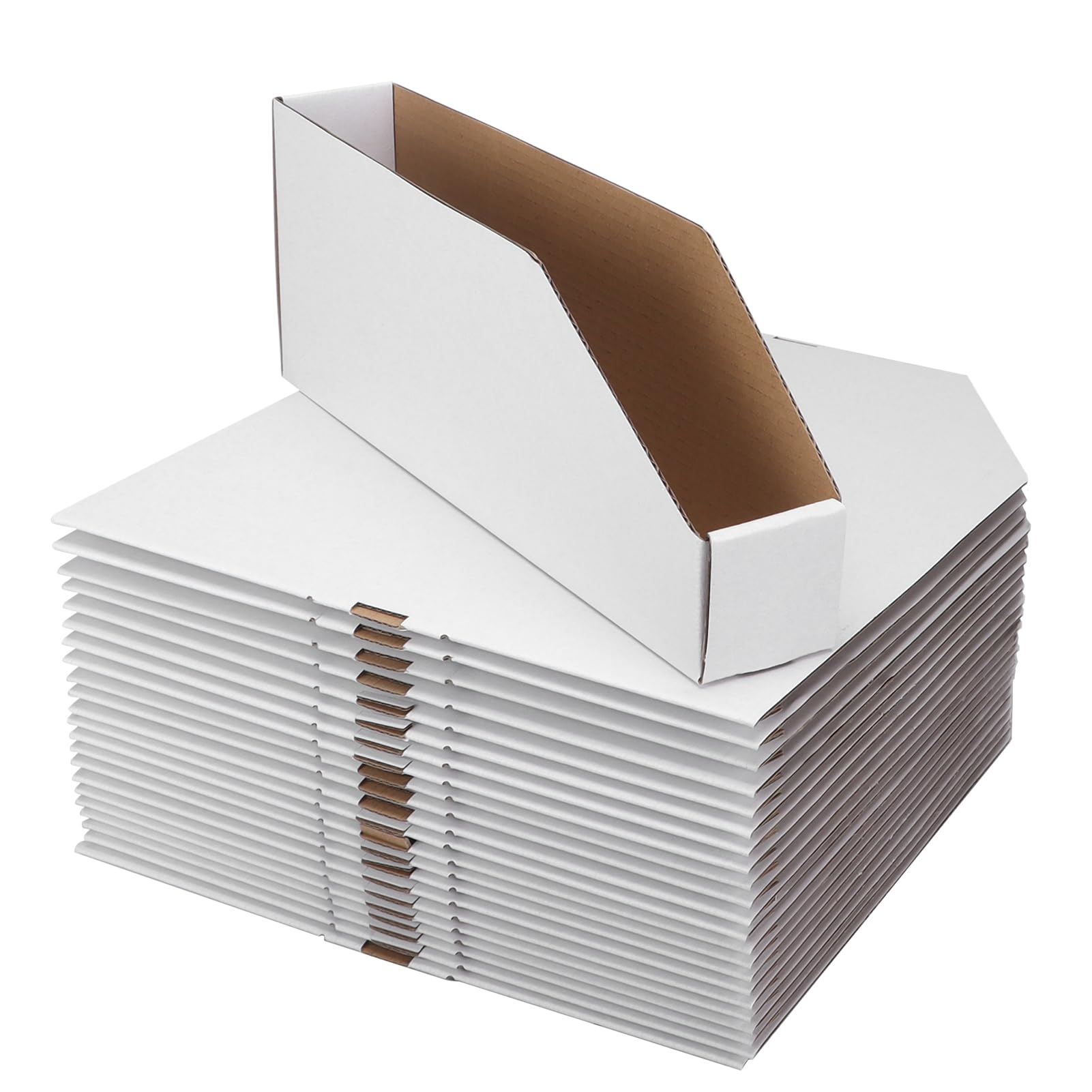 Zbeivan Cardboard Storage Bins Boxes 35 Packs 12X2X4.5 Inches, Easy Assembly Pantry Organizer Bins For Shelf, White