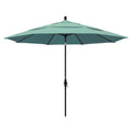 California Umbrella 11' Round Aluminum Market Umbrella, Crank Lift, Collar Tilt, Black Pole, Sunbrella Spectrum Mist