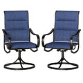 Phi Villa Patio Swivel Dining Chairs Set Of 2, All Weather Outdoor Chair With Padded Textilene & Black Metal Frame For Outdoor Lawn Garden Pooside (Blue)