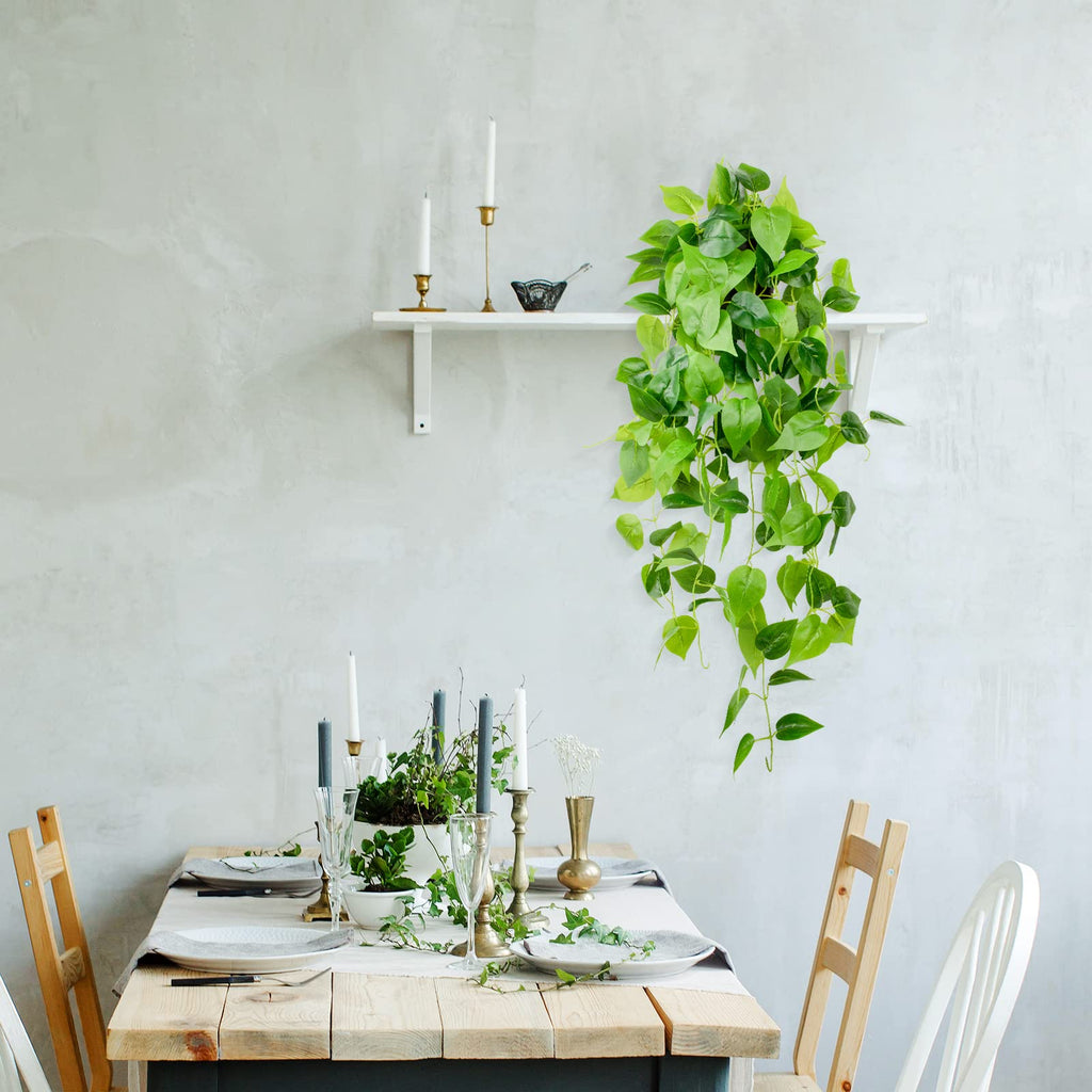 Loywree Fake Hanging Potted Plant, 35.4In Artificial Potted Plant Faux Ivy Vine Plant Hanging Plant Pothos For Shelf Home Office