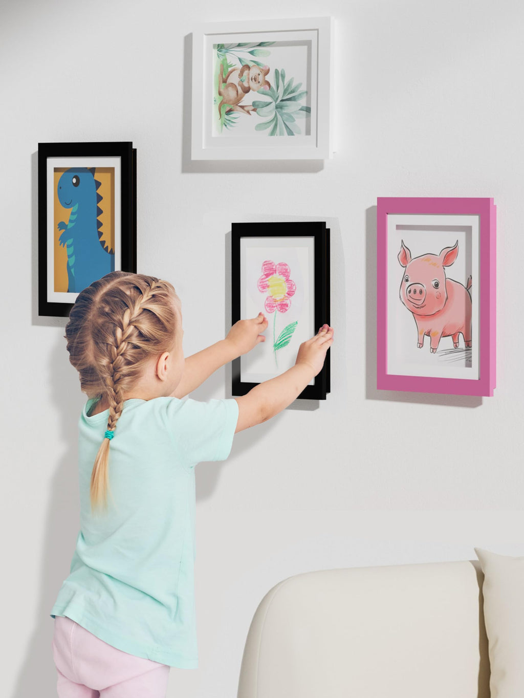 Orionstar Kids Art Frames, Artwork Picture Frames Changeable, Front Opening Picture Display Frames Holds 11X8.5 100 A4 Pcs, Artw