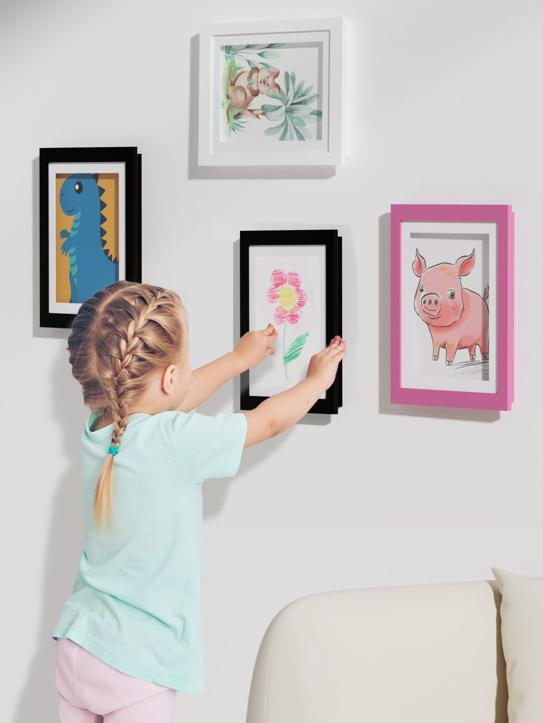 Orionstar Kids Art Frames, Artwork Picture Frames Changeable, Front Opening Picture Display Frames Holds 11X8.5 100 A4 Pcs, Artw