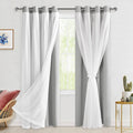 Hiasan Blackout Curtains with Sheer 84 Inches Long, Grommet Thermal Insulated Mix & Match Double Layer Window Curtains for Bedro