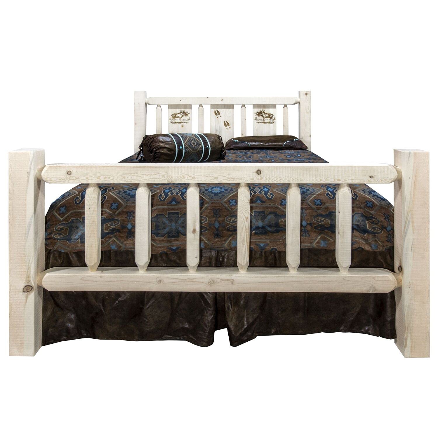 Montana Woodworks Homestead Collection Full Bed w/Laser Engraved Moose Design, Ready to Finish