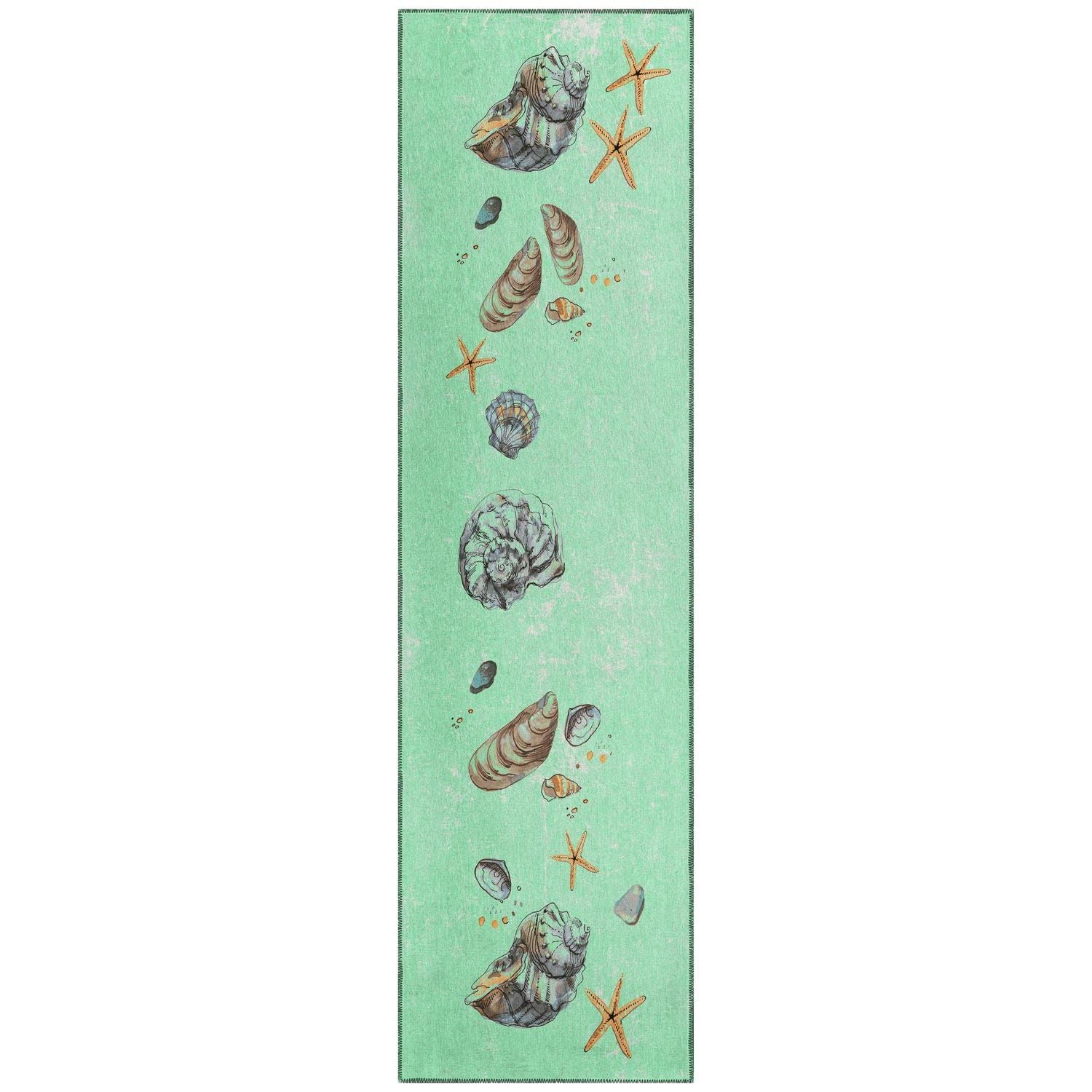 Seabreeze Sz9 Green Coastal Rug Runner 2' 3" X 7 ' 6"