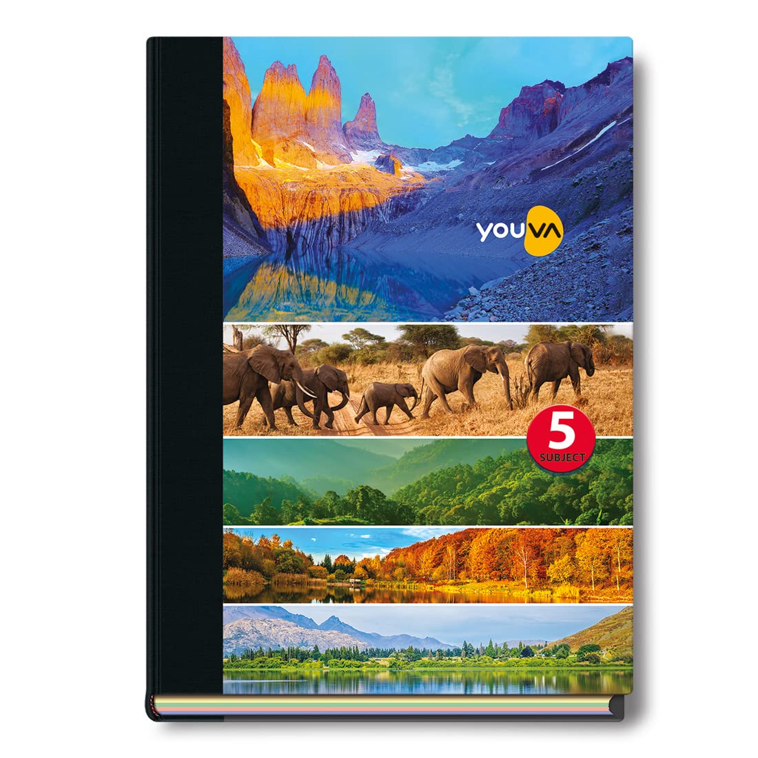 YOUVA Navneet|Case Bound/Hard Cover|5 Subject Notebook For Students And Executives|18.5 Cm X 24.7 Cm|Single Line|400 Pages|Pack 