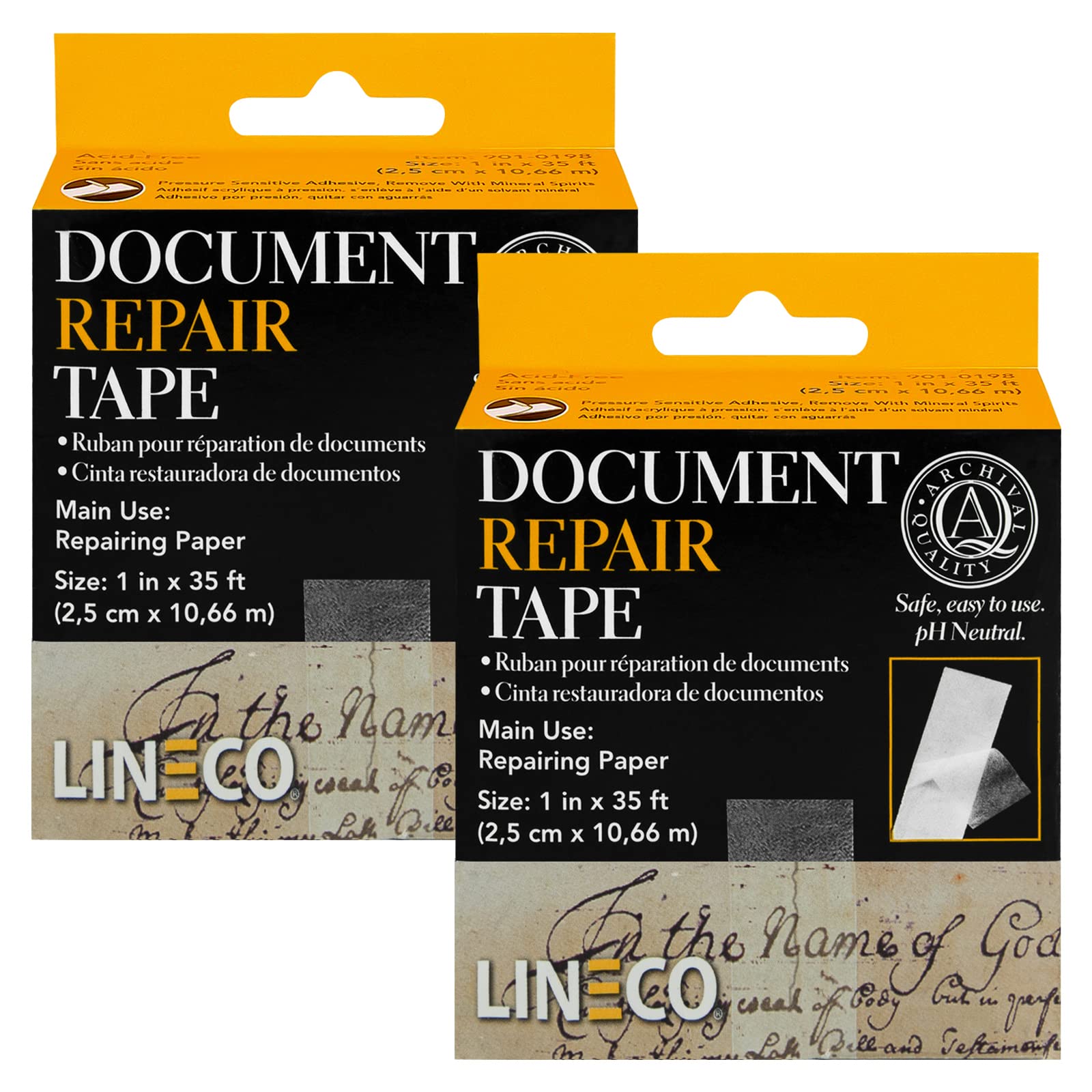 Lineco Archival Document Repair Tape, Repairs Paper Documents, Book Pages, Maps, Ephemera, Photos And Printed Artwork. Ideal For