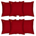 Fab Nation Set Of 6 Cushion Cover  Dupion Silk Fabric, Decorative Cushion Covers, Bold Red Color (Interlocked Cushion Covers, Z