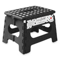 Casafield 9 Folding Step Stool with Handle, Black - Portable Collapsible Small Plastic Foot Stool for Kids and Adults - Use in T