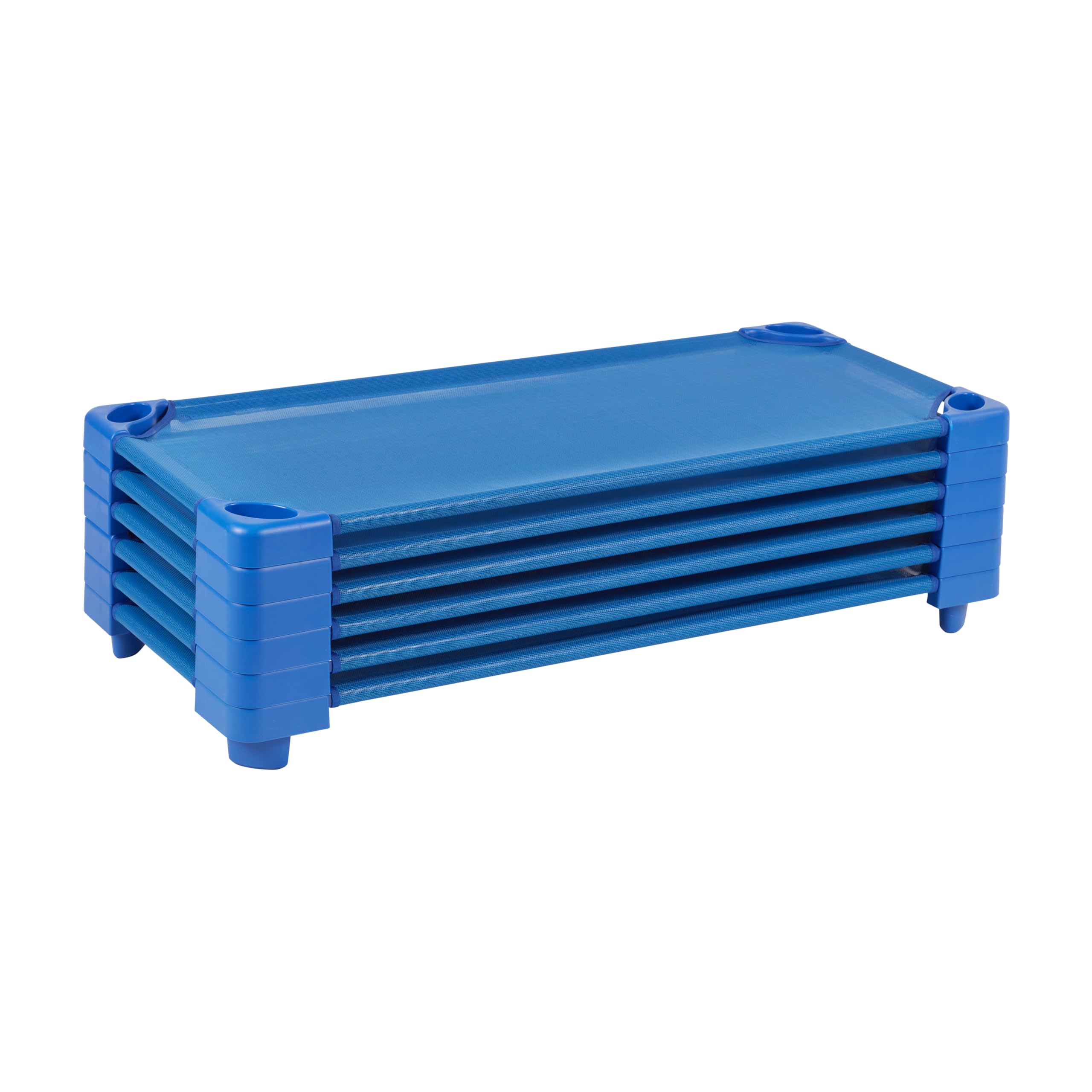 Ecr4Kids Stackable Kiddie Cot, Ready-To-Assemble, Standard Size, Classroom Furniture, Blue, 6-Pack