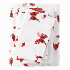 Great Bay Home Christmas Flannel Sheet Set King Size - 100% Turkish Cotton, Double-Brushed, Winter Bed Sheets - Ultra-Soft, Cozy