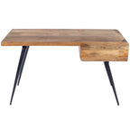 HomeRoots Mango Wood, Iron; Black Finish Natural Wood and Metal Desk