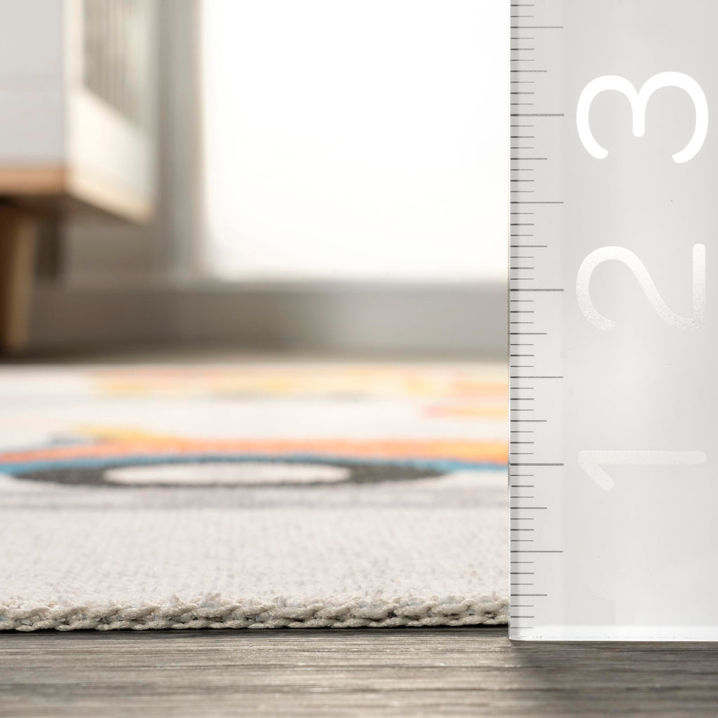 Nuloom 3' X 5' Spinclean Machine Washable Stain-Resistant Area Rug With Non Slip Backing, Low Profile For Living Room, Bedroom, And Dining Room, Carmina White Multicolor