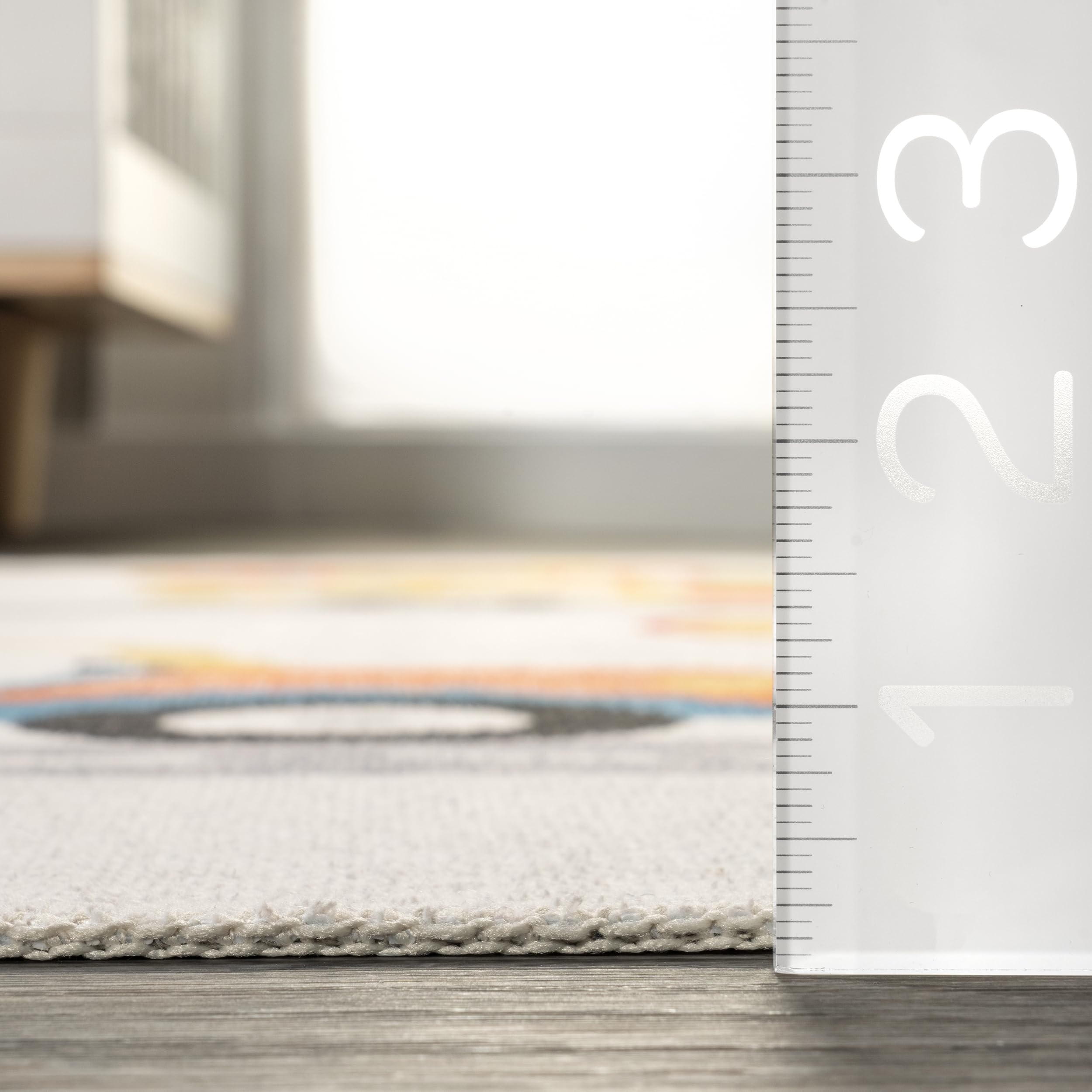 Nuloom 3' X 5' Spinclean Machine Washable Stain-Resistant Area Rug With Non Slip Backing, Low Profile For Living Room, Bedroom, And Dining Room, Carmina White Multicolor