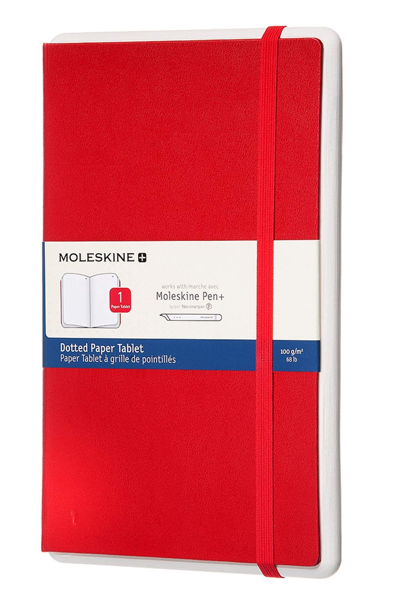 Moleskine Paper Tablet Hard Cover Smart Notebook, Dotted, Large (5' X 8.25') Scarlet Red - Compatible W/ Moleskine Pen+ Ellips