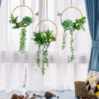 Swthony Artificial Succulents Wreath Set Of 3 Hanging Gold Geometric Garland Greenery Wreath Wall Decor For Wedding Party Nurser