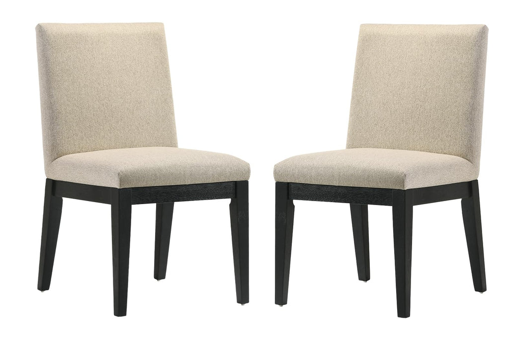 Lilola Home Jasper Set of 2 Ebony Black Finish Beige Fabric 19" W Dining Chair