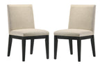 Lilola Home Jasper Set of 2 Ebony Black Finish Beige Fabric 19" W Dining Chair