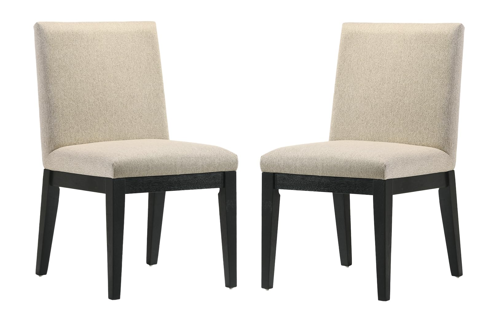 Lilola Home Jasper Set of 2 Ebony Black Finish Beige Fabric 19" W Dining Chair