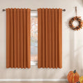 Koufall Fall Kitchen Curtains 45 Inch Length 2 Panels Set,Back Tab Short Linen Blackout Pumpkin Burnt Orange Curtains For Bedroo