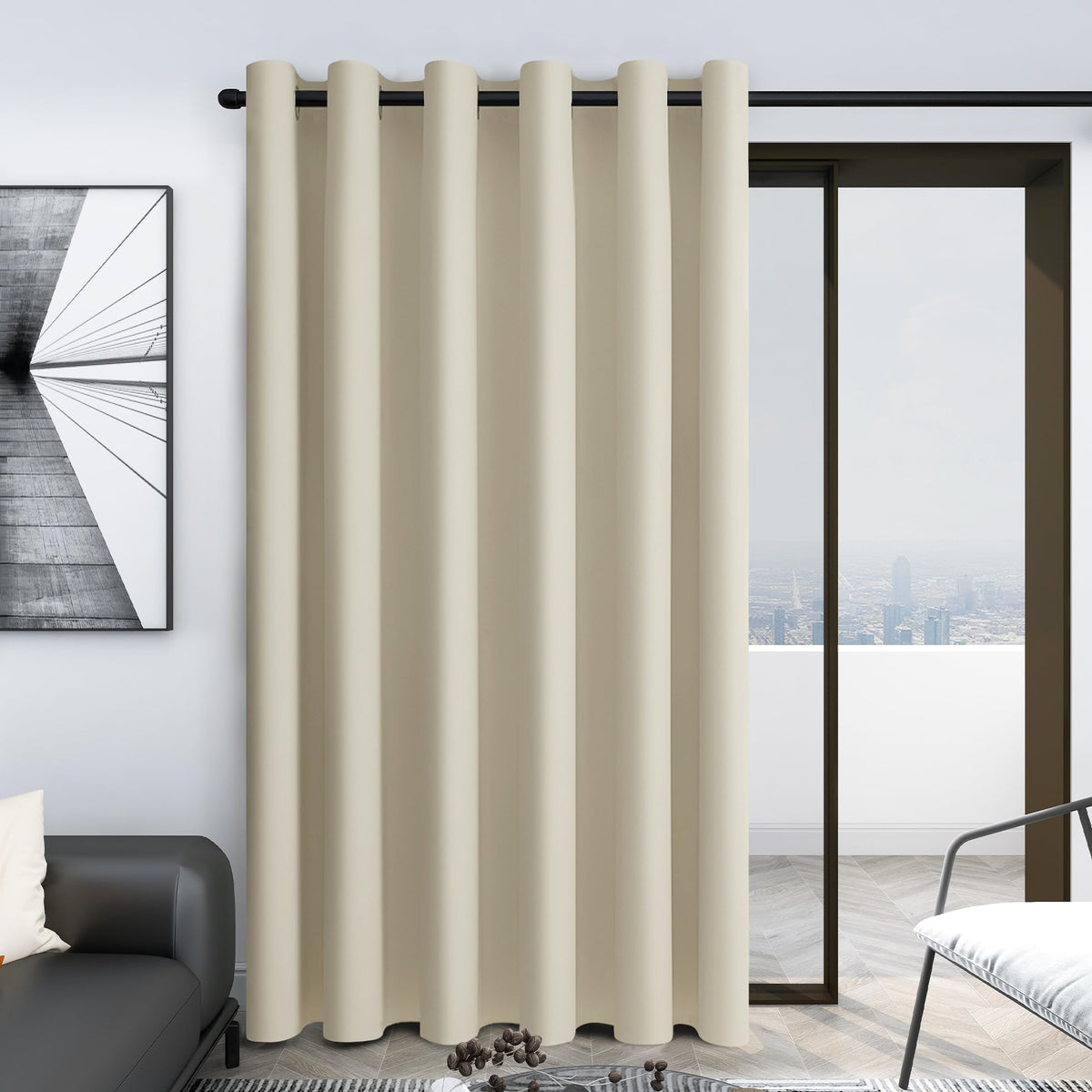 Deconovo Extra Wide Curtains 80 Inch Wide for Hotel - Sun Blocking Drapes for Guestroom, Sliding Door Grommet Window Curtains (8