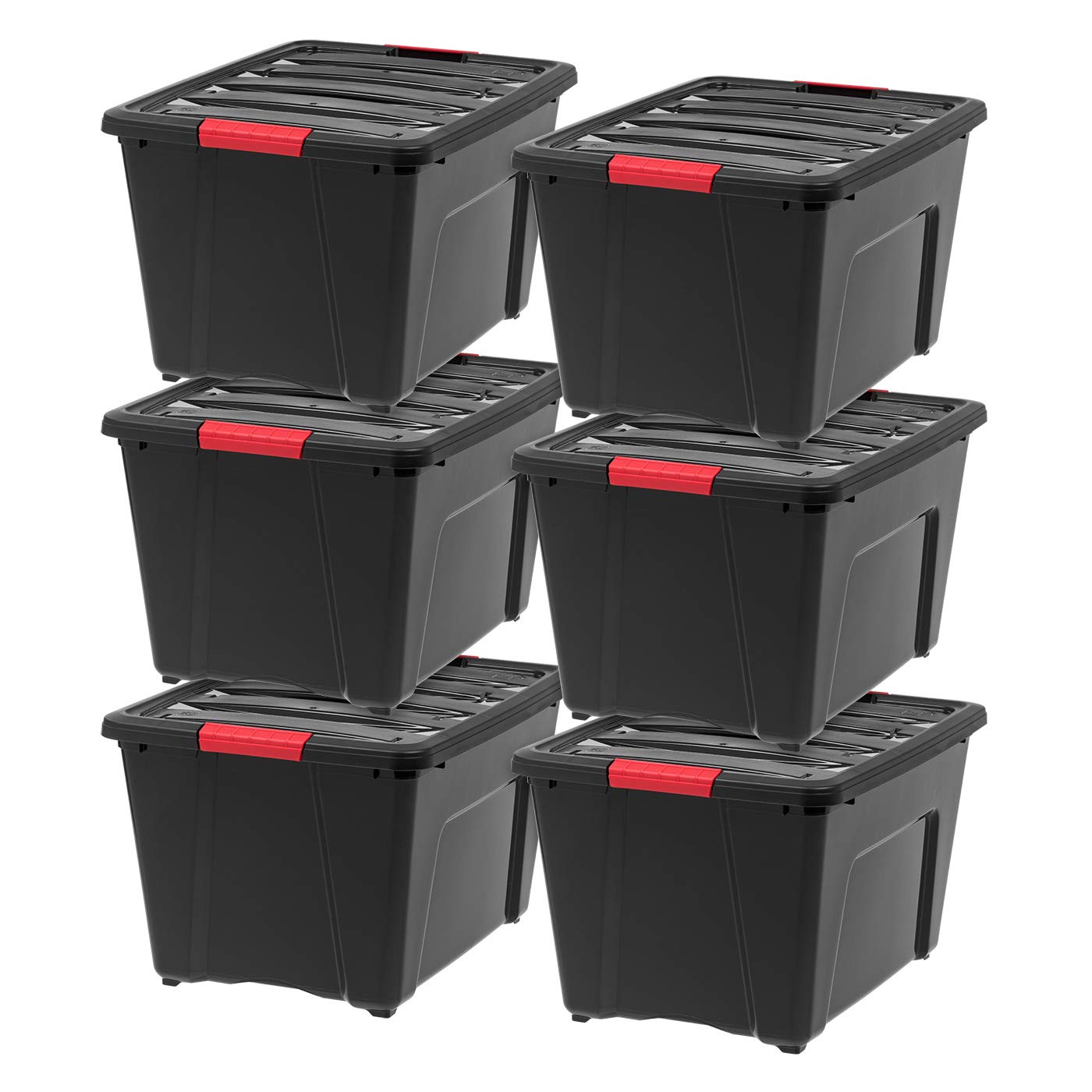 IRIS USA 40 Qt Stackable Plastic Storage Bins with Lids, BPA-Free, Made in USA - Garage Organizing Solution, Latches, Durable Ne
