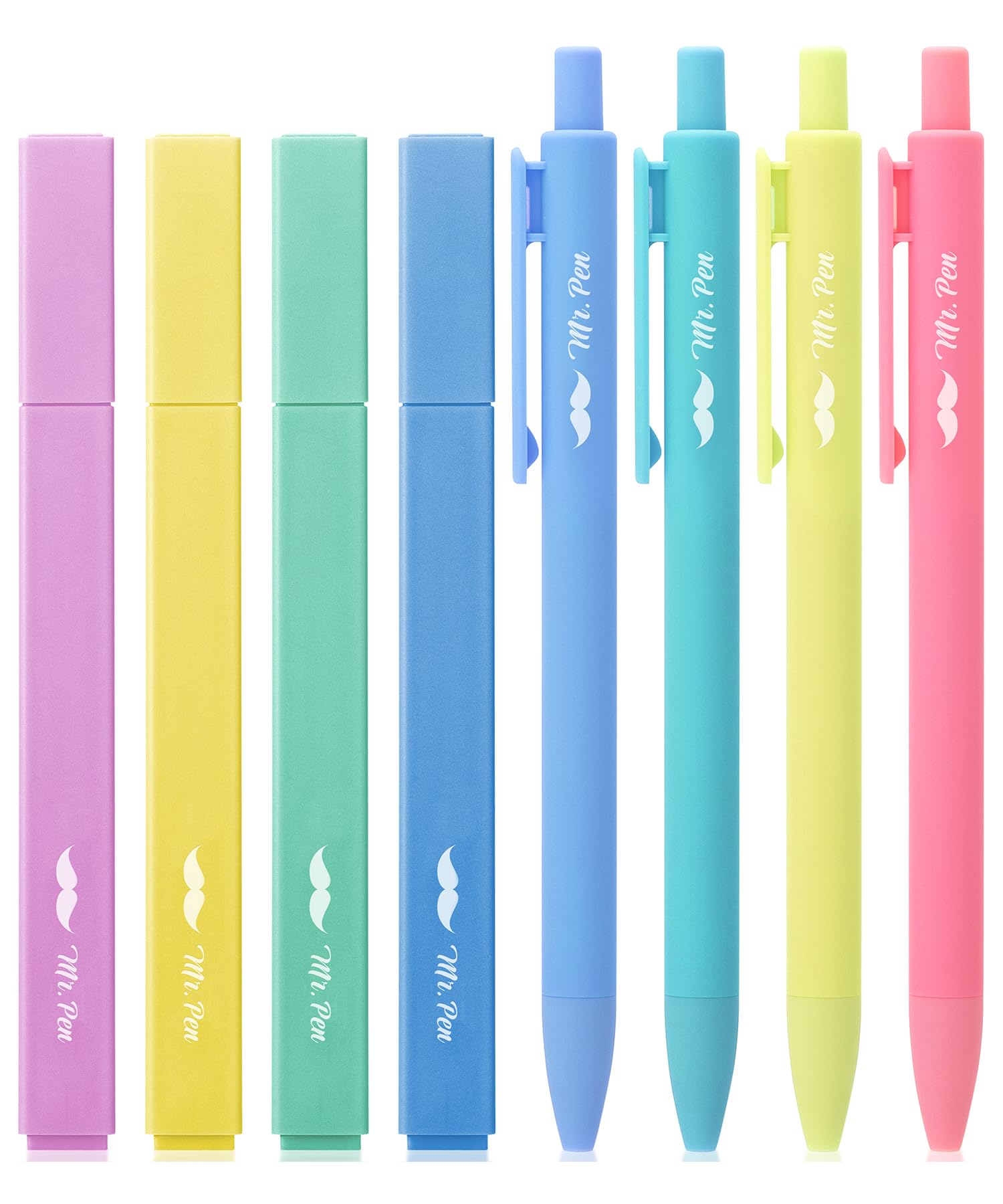Mr. Pen- Aesthetic Highlighters And Gel Pens, 8 Pack, Assorted Color Highlighters, Assorted Color Gel Pens, Highlighter Pens, Cu