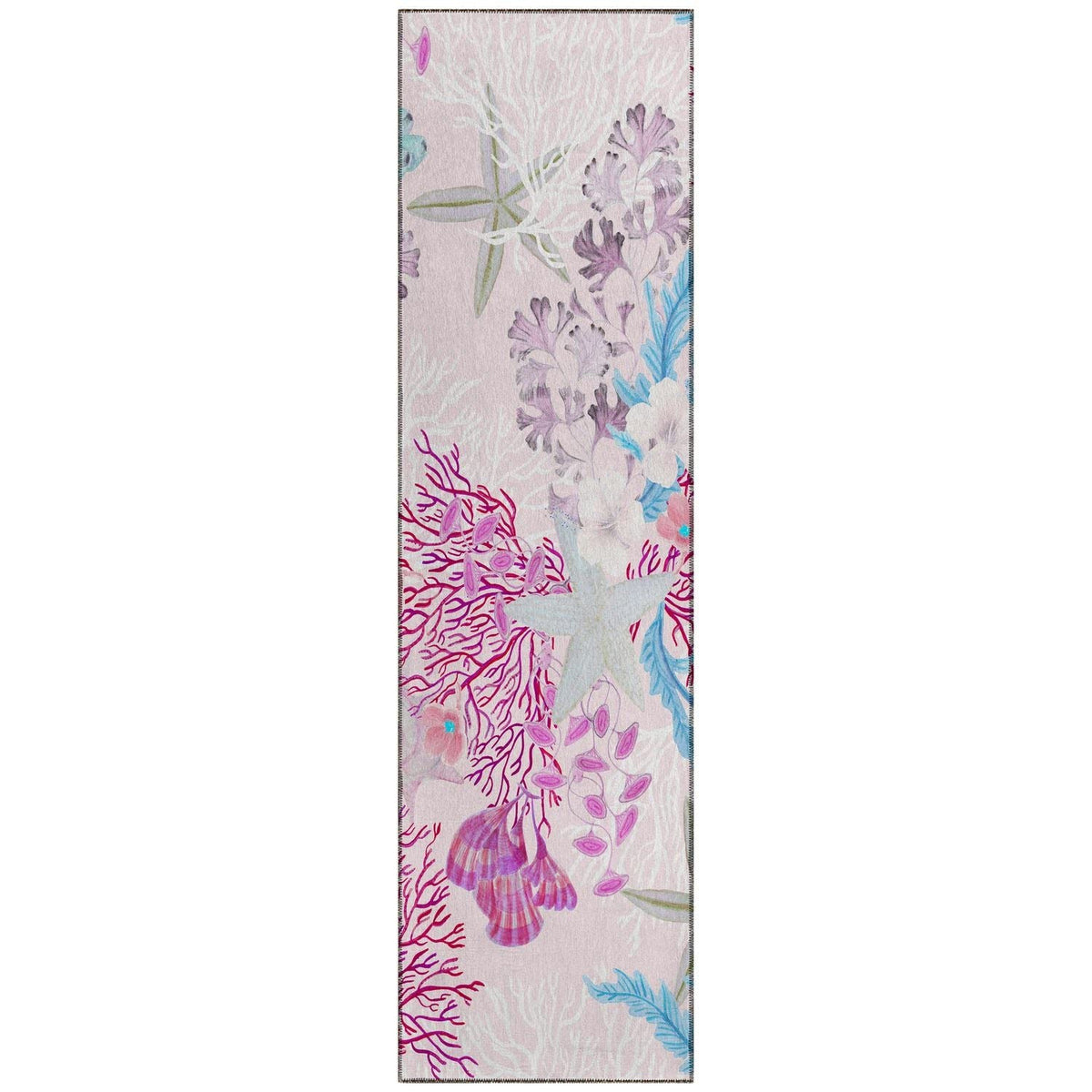 Seabreeze Sz1 Pink Coastal Rug Runner 2' 3&quot; X 7 ' 6&quot;