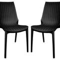 LeisureMod Kent Modern Outdoor Stackable Dining Chair Set of 2, Brown