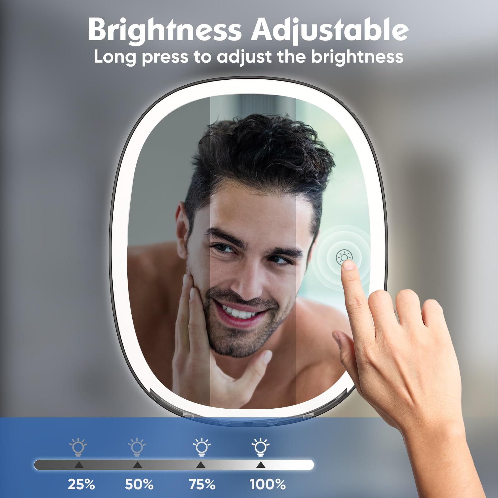 Cosmirror Shower Mirror Fogless For Shaving With Razor Holders, No-Drilling, 3-Color Dimmable Lights - Larger Anti-Fog Shower Mi